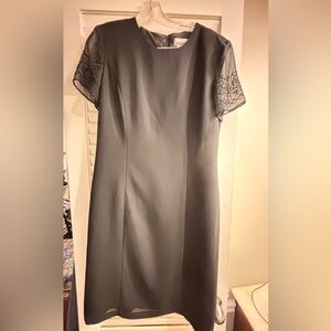 Elegant Black Dress with Lace Sleeves